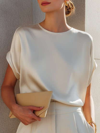 Minimalist Acetate Satin Relaxed Blouse